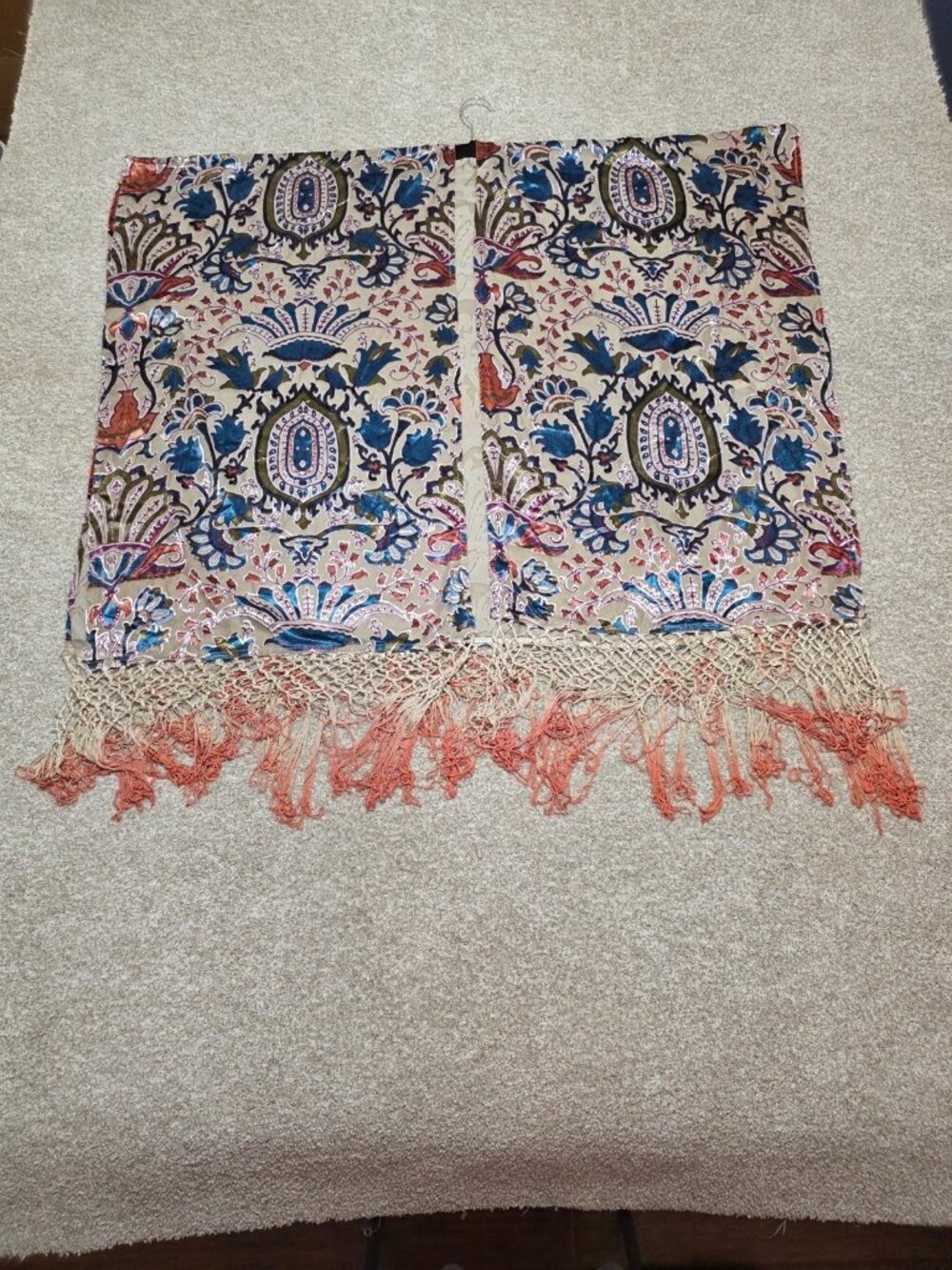 Soft Surroundings Floral Paisley Velvet Burnout Kimono Fringe One Size